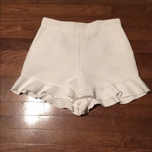 White Ruffled Hem Shorts